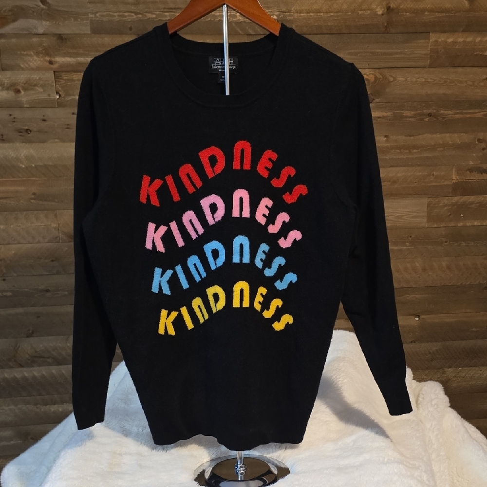 Black 'Kindness' Sweater with Multicolor Design